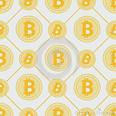 Gold bitcoin pattern cryptocurrency with lines Vector Illustration