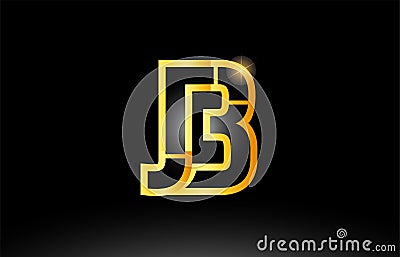 gold black alphabet letter jb j b logo combination icon design Vector Illustration