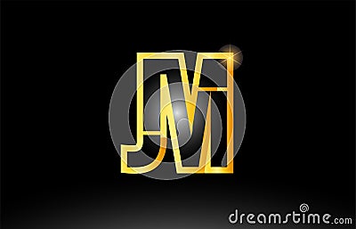 gold black alphabet letter jm j m logo combination icon design Vector Illustration