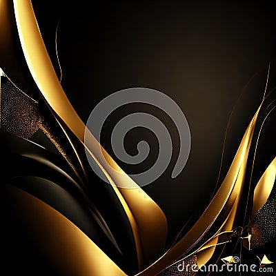 Black And Gold illustration background, abstract flower Cartoon Illustration