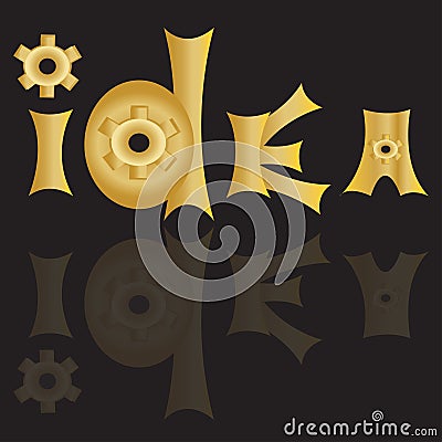 Gold and black background, mirror effect, letters Vector Illustration