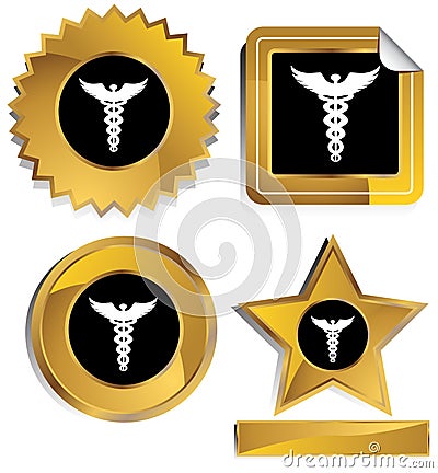 Gold and Black - Caduceus Vector Illustration