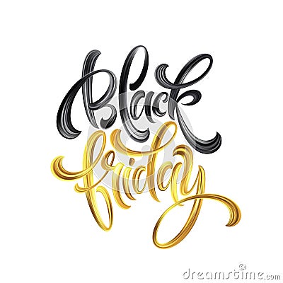 Gold Black Friday Sale calligrapy lettering. Vector illustration Vector Illustration