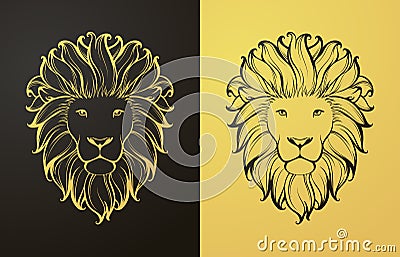 Gold and black lion icon Vector Illustration