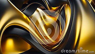 Gold and black luxury silk abstract . AI generative Stock Photo