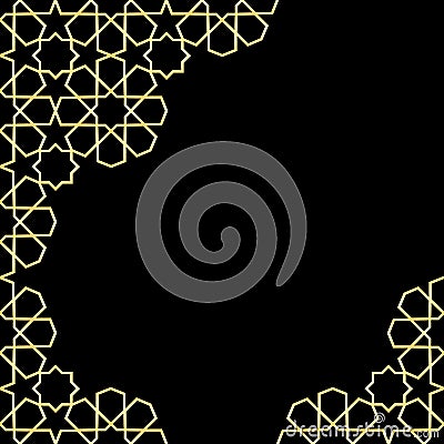 Gold and black mosaic moroccan zellige Vector Illustration