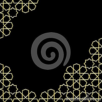 Gold and black mosaic moroccan zellige Vector Illustration