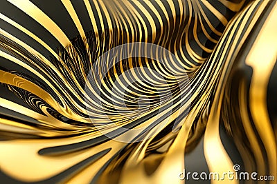 gold and black particles continuously flowing in a looping pattern, creating a mesmerizing video Stock Photo