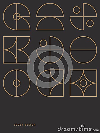 Gold and black pattern, Bauhaus poster Vector Illustration