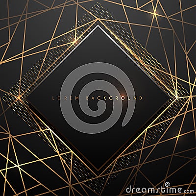 Gold and black polygonal luxury background Cartoon Illustration