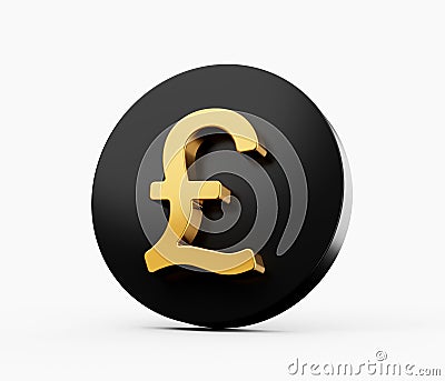 Gold and black Pound sign icon isolated on white background 3d illustration Stock Photo