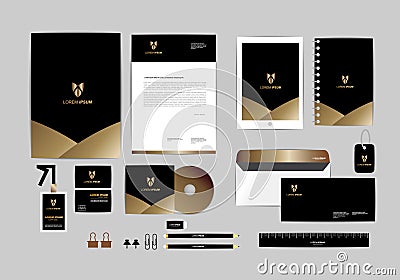 Gold, black and silver corporate identity template for your business 2 Vector Illustration