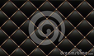 The Gold and Black Texture of the Leather Quilted Skin Vector Illustration