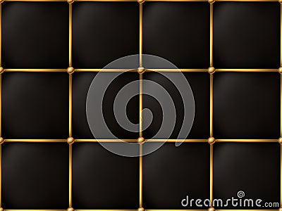 The Gold and Black Texture of the Leather Quilted Skin Vector Illustration