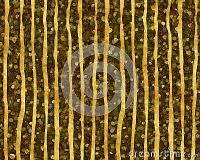 Gold Black Torn Stripes Faux Foil Metallic Pattern Stock Photo