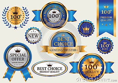 Gold blue banner collection set luxury on gray background vector Vector Illustration