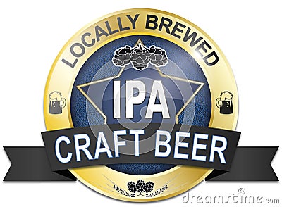 Gold blue craft beer ipa logo Stock Photo