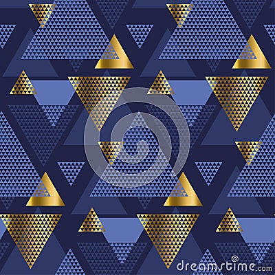 Gold and blue elegant geometric seamless pattern Vector Illustration