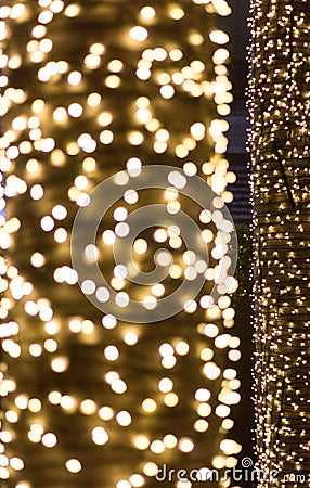 Gold bokeh lights defocused. abstract background Stock Photo