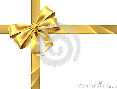 Gold Bow Gift Vector Illustration