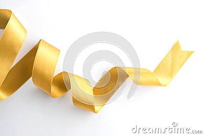 gold bow ribbon satin texture isolated on white Stock Photo