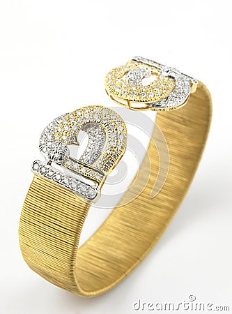 Gold bracelet with diamonds Stock Photo