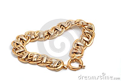 Gold bracelet in heart Stock Photo