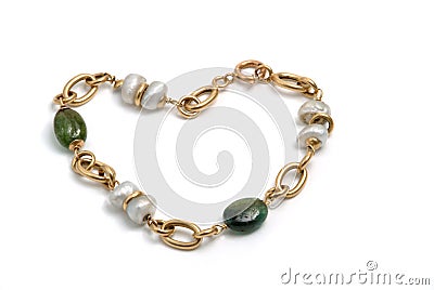 Gold bracelet with pearls Stock Photo