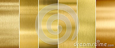 Gold or brass brushed metal textures set Stock Photo