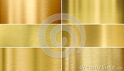 Gold or brass brushed metal textures Stock Photo