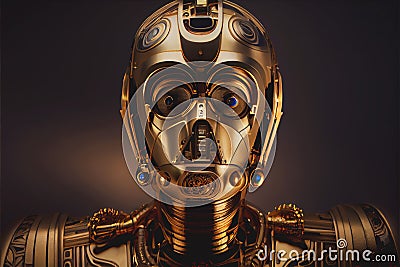 Gold brass looking humanoid robot cyborg Stock Photo