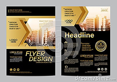 Gold Brochure Layout design template. Annual Report Flyer Leaflet cover Presentation Modern background. illustration vector in A4 Vector Illustration