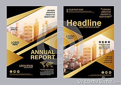 Gold Brochure Layout design template. Annual Report Flyer Leaflet cover Presentation Modern background. illustration vector in A4 Vector Illustration