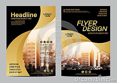 Gold Brochure Layout design template. Annual Report Flyer Leaflet cover Presentation Modern background. illustration vector in A4 Vector Illustration