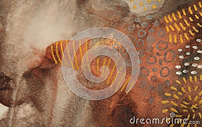 Gold and bronze grunge wall. Abstract painting blots background. Alcohol ink colors. Marble rust texture Stock Photo