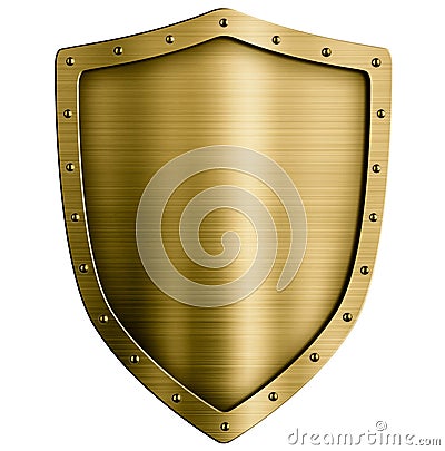 Gold or bronze metal medieval shield isolated on Stock Photo