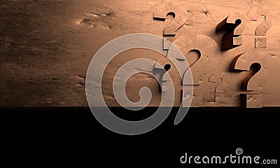 Gold and bronze question mark on golden background for your business Stock Photo