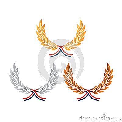 Gold bronze silver laurel crowns Vector Illustration