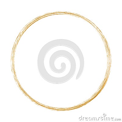 Gold Brush round frame on white background Vector Illustration
