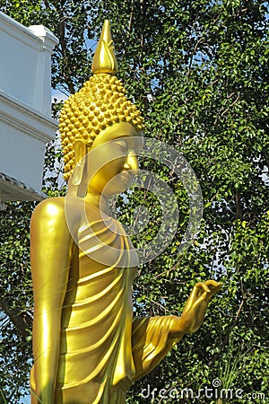 Gold Buddha statue, buddhism religion Stock Photo