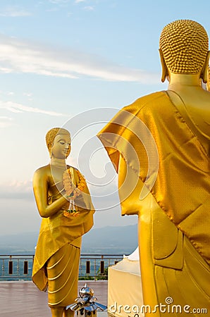 Gold of Buddha statue at Wat Phra Chao Luang Stock Photo