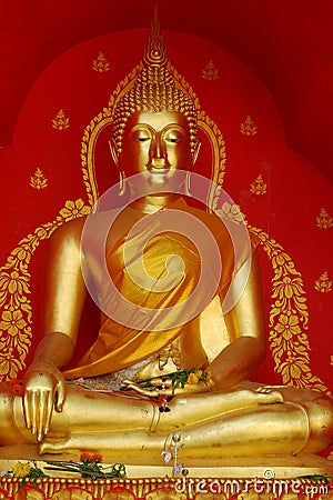 Gold Buddha in the temple Stock Photo