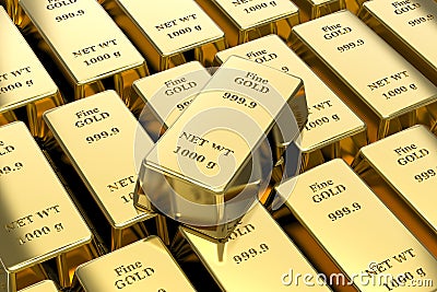 Gold bullion, gold bars Stock Photo