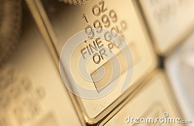 Gold bullion ingot bar Stock Photo