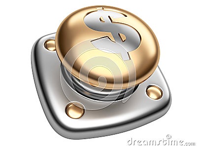 Gold button with dollar sign. Start up business concept. Stock Photo