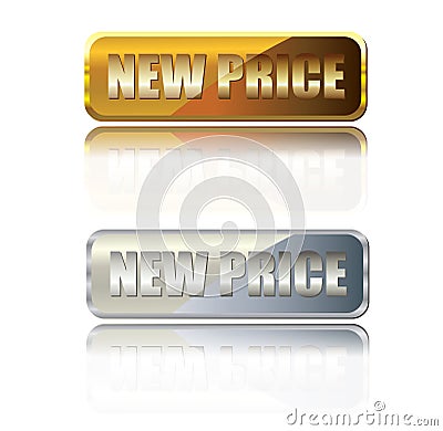 Gold Buttons New Price Vector Illustration