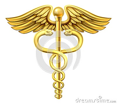 Gold Caduceus Vector Illustration