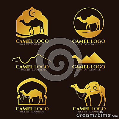 Gold Camel logo and sign vector set design Vector Illustration