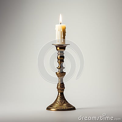 Minimalist Golden Candlestick With Classic Styling Stock Photo