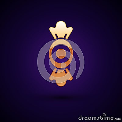 Gold Candy icon isolated on black background. Vector Vector Illustration